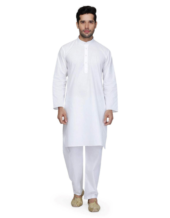 Royal Kurta Men's White Pure Cotton Kurta Pajama Set