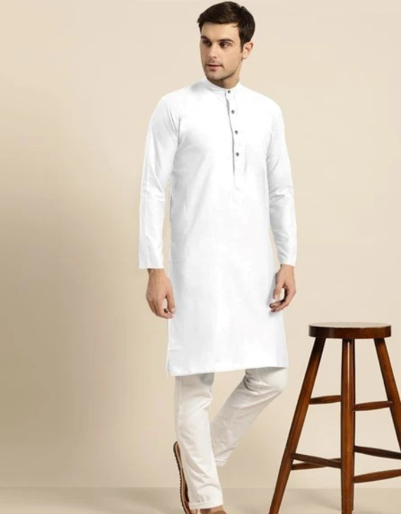 Regal Shine White Branded Cotton Kurta Pajama