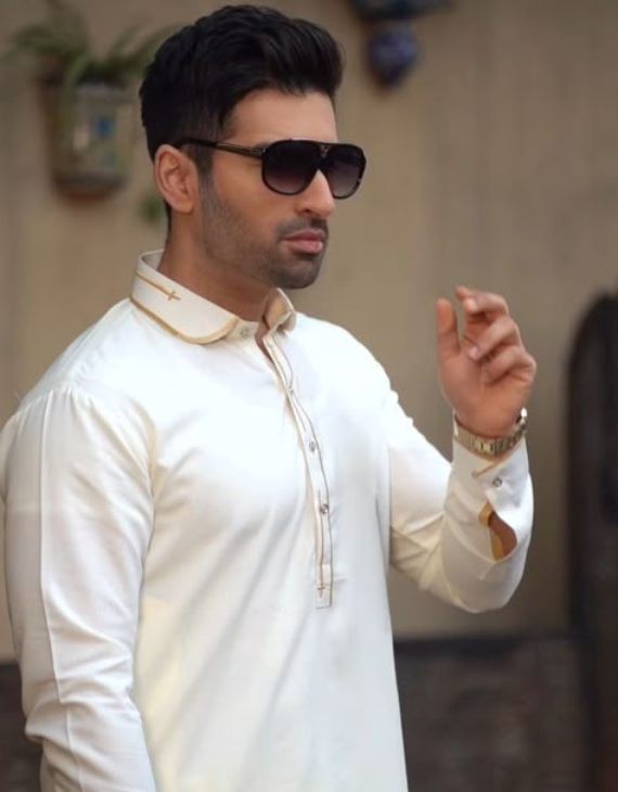 Highstand Half White Cotton Pathani Kurta with Salwar