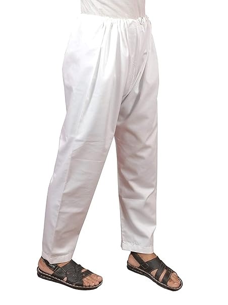 Royal Thread White Cotton Blend Aligarhi Pajama