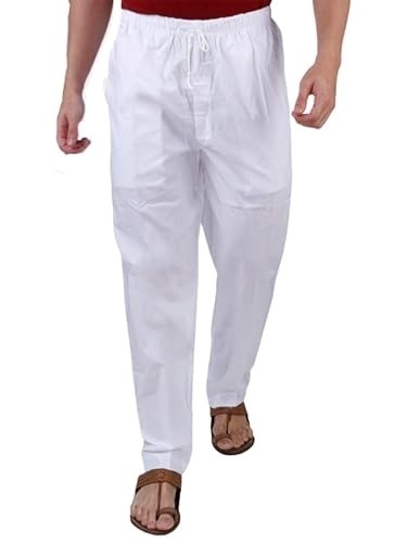 Pearl Flex White Cotton Blend Pant-Style Pajama (with Elastic Waistband)